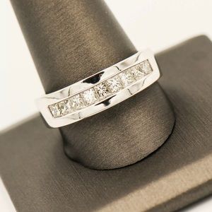 14K White Gold Princess Cut Diamond Ring Size 13